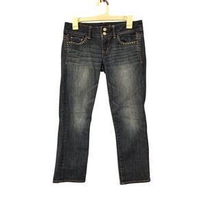 American Eagle Y2K ARTIST Embellished Jeans Size 4 Women's Stretch AEO Denim